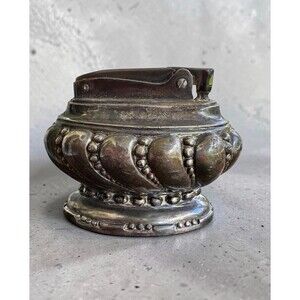 Vintage Ronson Crown Silver Plate Table Lighter MCM Art Deco Tobacciana Newark